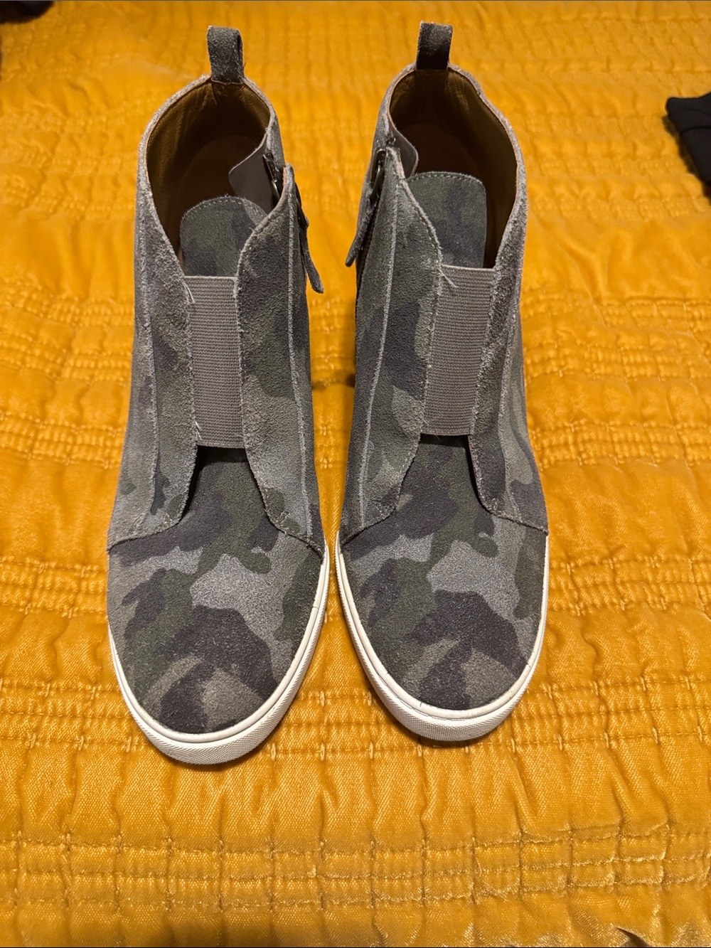 Paolo Green Camo Wedge Slip-On Sneakers